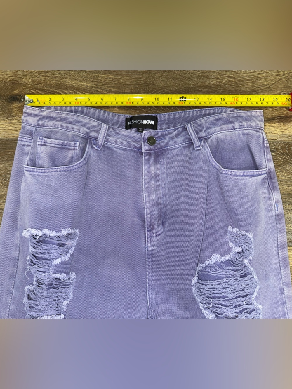 Fashion Nova Just For You Non Stretch Ripped Wide Leg Jean in Purple Size 18 💜 - Picture 7 of 9